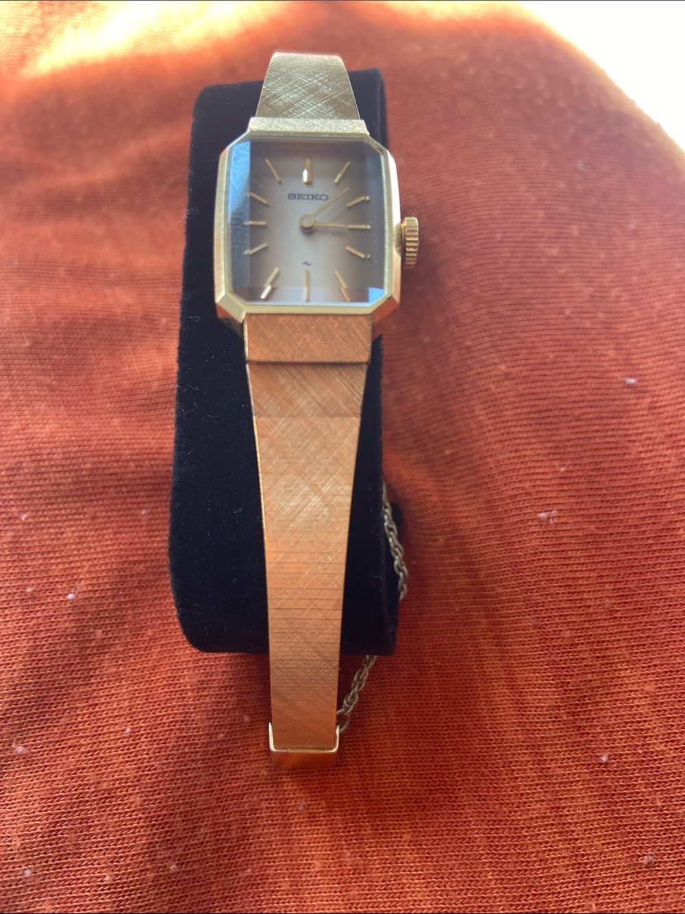 Seiko Women’s Gold-Tone Rectangular Bracelet Watch
